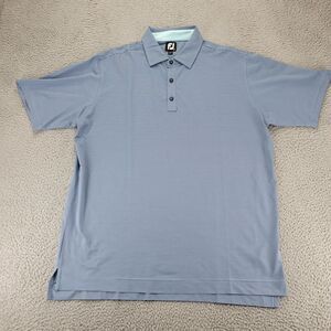 FJ FootJoy Shirt Mens XL Blue Striped Golf Polo Outdoors Lightweight Preppy‎